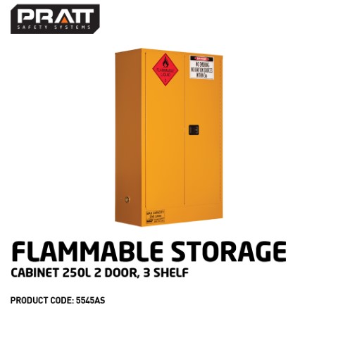 PRATT CABINET DG FLAMMABLE LIQUID 3 SHELF 250L 1825 X 1115 X 500MM